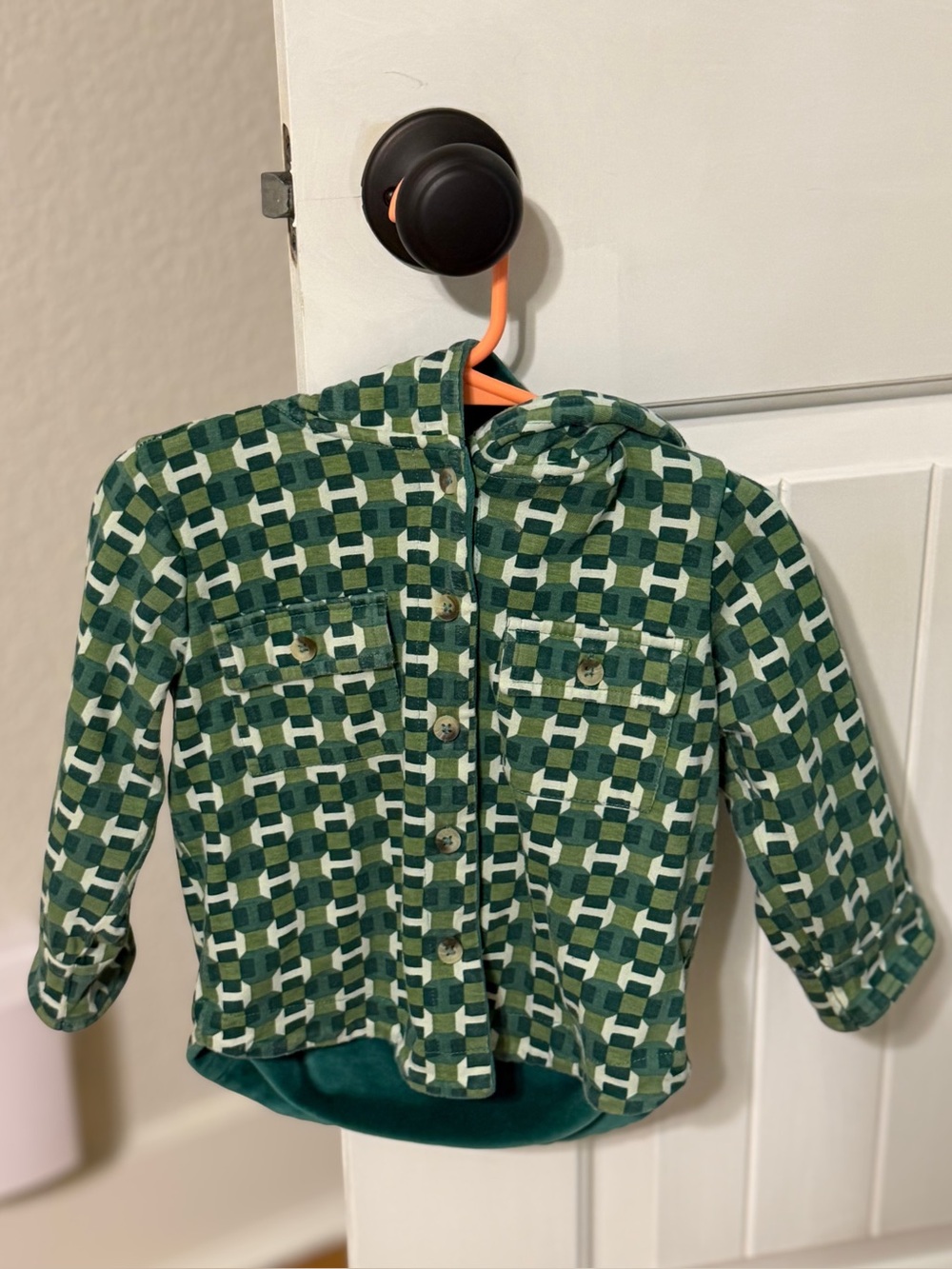 kate quinn - shacket | green graphic | organic cotton - 2T
